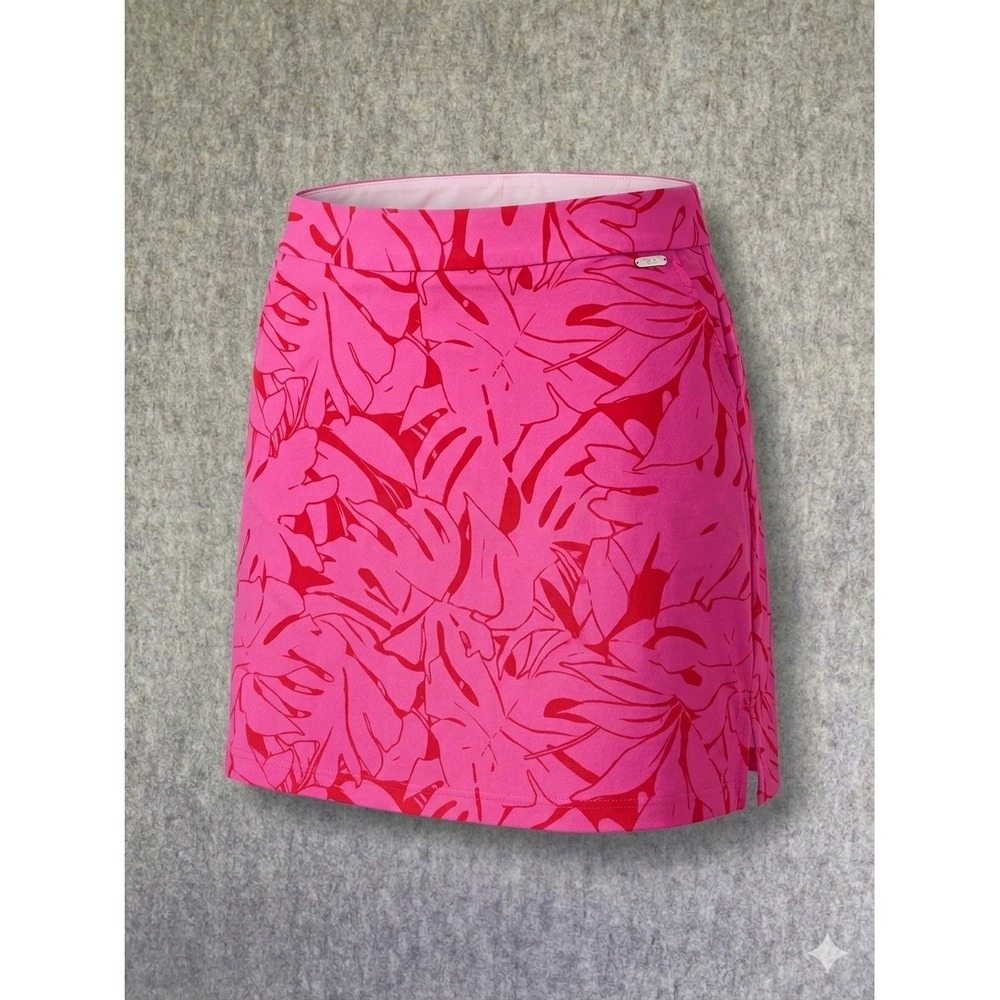 Rafaella Skort Womens XS Pink Red Tropical Palm Leaf Active Golf Stretch EUC